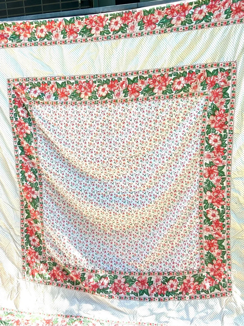 APRIL CORNELL “july” vintage queen duvet cover cotton hibiscus polka dot floral